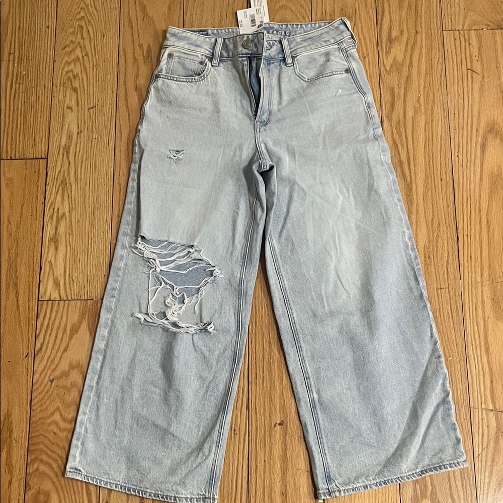 American Eagle Outfitters Light Blue Wide-Leg Jeans
